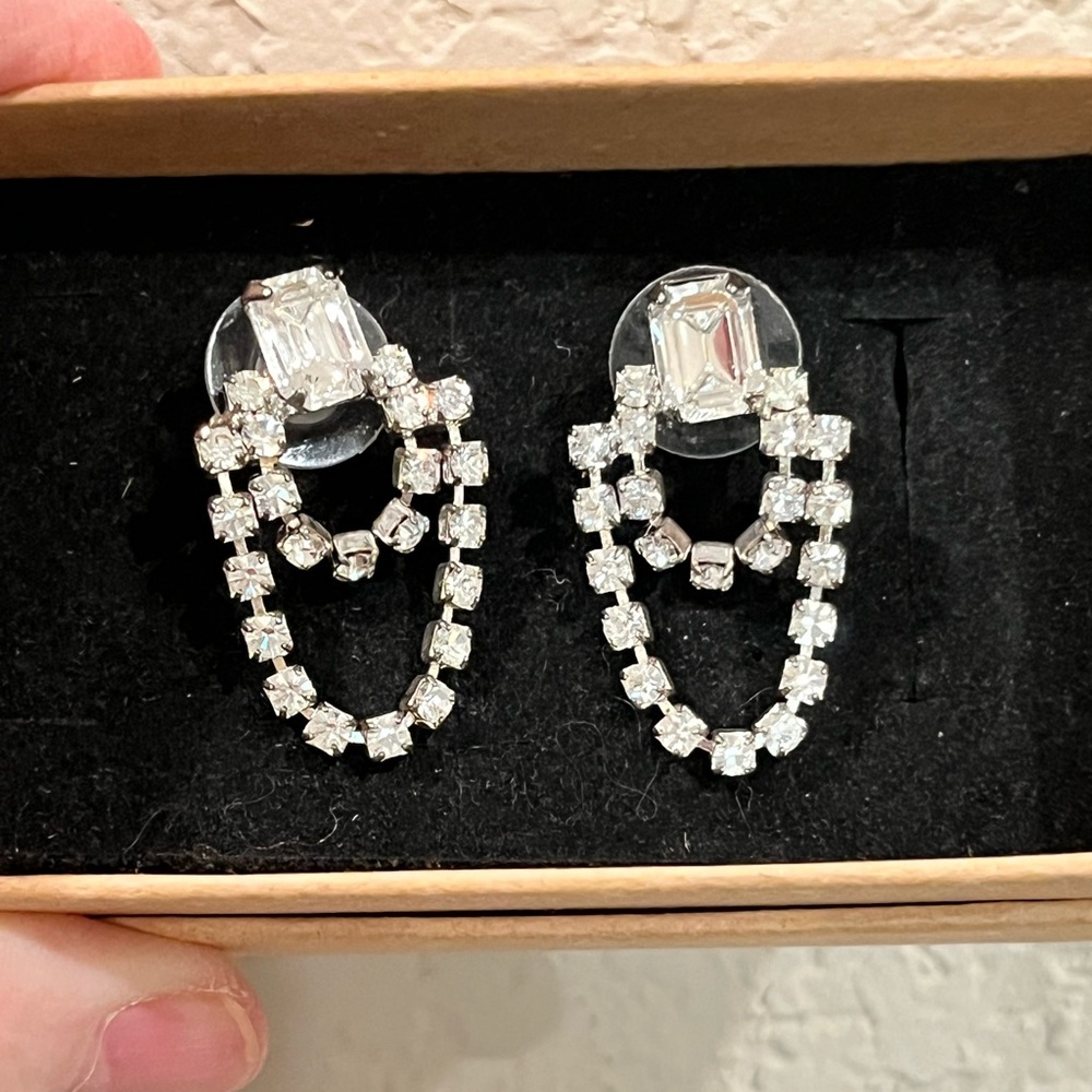 From 1950s  Vintage faceted crystal stud earrings